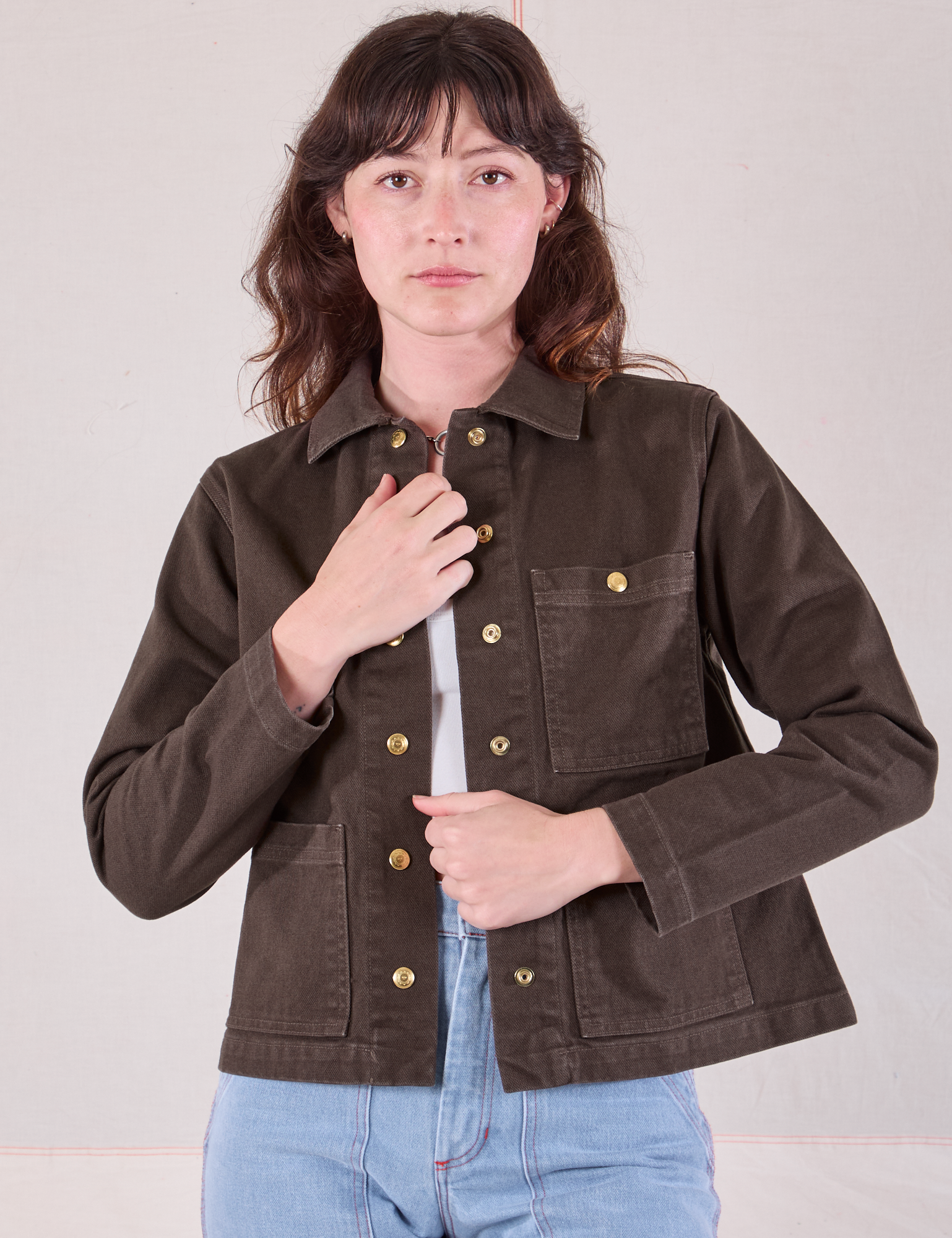 オンブレチェック DOUBLE-BREASTED JACKET(BROWN) Denim Work Jacket - Espresso Brown – BIG BUD PRESS