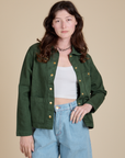 Denim Work Jacket in Swamp Green on Alex