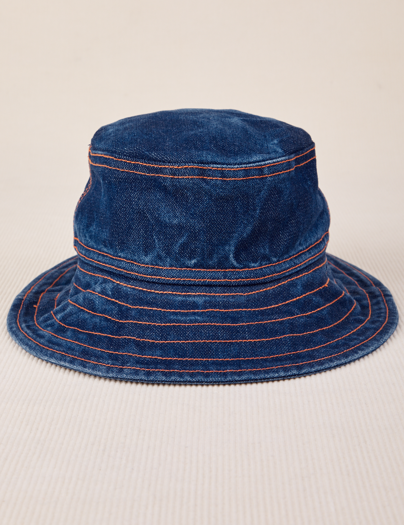 Wide Brim Denim Bucket Hat in dark wash