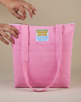 Over-Shoulder Zip Mini Tote in Bubblegum Pink