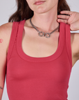 Cropped Tank Top in Hot Pink front close up on Alex