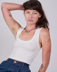 Cropped Tank Top in Vintage Tee White worn by Alex