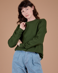Long Sleeve Burly Tee in Evergreen on Alex