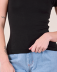 Baby Tee in Vintage Basic Black front close up