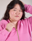 Cropped Zip Hoodie - Bubblegum Pink