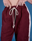 Painted Drop Pocket Cargo Pants - Red Wine