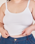 Cropped Cami in Vintage Tee Off-White front close up on Ashley