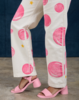 Paintstamped Work Pants in Bubblegum pant leg close up on Kandia