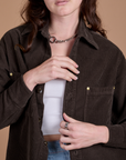 Cropped Corduroy Overshirt - Espresso Brown