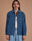 Cropped Corduroy Overshirt - French Blue