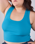 Front close up of Cropped Tank Top in Hawaiian Blue on Ashley