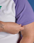 Produce Raglan Tee in Grape sleeve close up