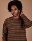 Long Sleeve Striped Burly Tee in Fudgesicle on Jerrod
