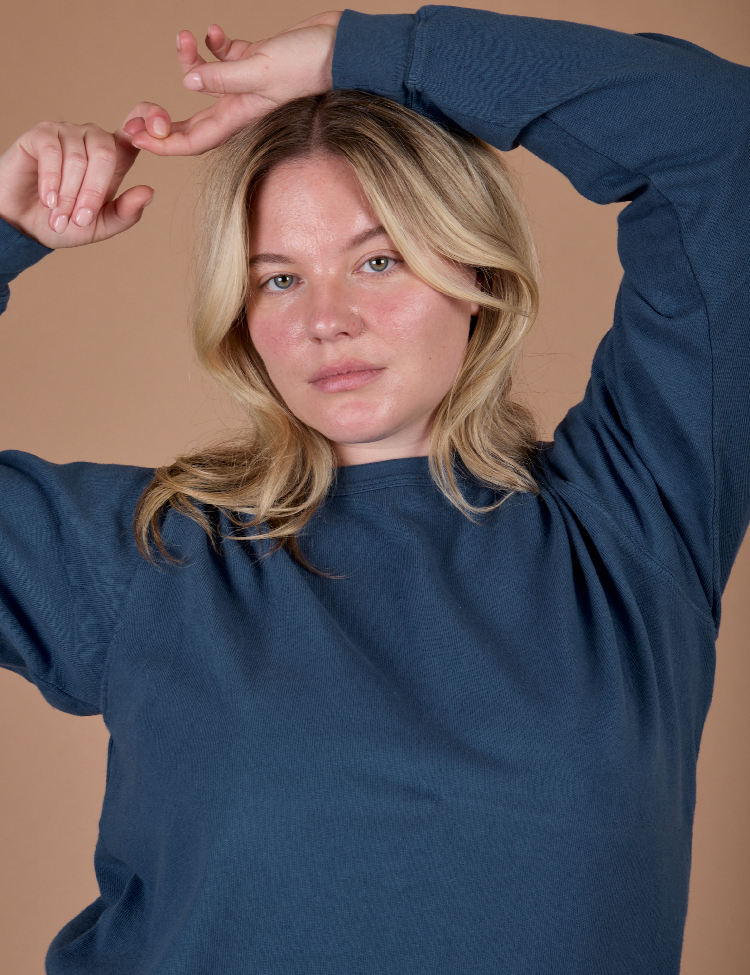 Long Sleeve Burly Tee in French Blue front close up on Lish