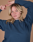 Long Sleeve Burly Tee in French Blue front close up on Lish