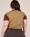 Mismatched Tee in Tan & Brown back view on Ashley