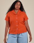 Pantry Button-Up in Chili Red on Meghna