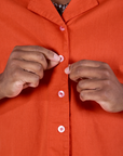 Pantry Button-Up in Chili Red front close up on Isaac