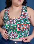Cropped Tank Top - Quilt Print