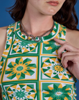 Deep-Cut Racerback Tank - Spring Quilt Print