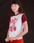 Vintage Tee in Strawberry Milk angled front view on Alex