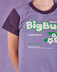 Vintage Tee in Grape Soda front close up on Madeline