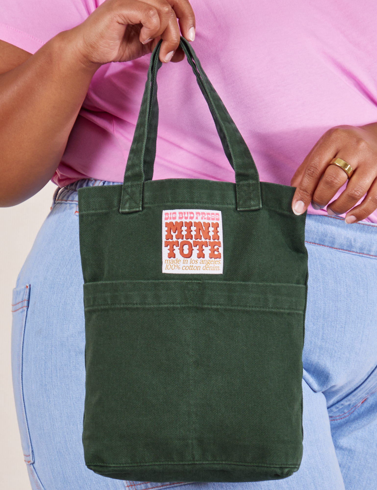 Mini Tote Bag in Swamp Green