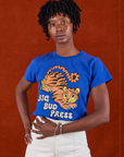 BBP Tiger Tee worn by Cheyann tucked into vintage tee off-white Western Pants