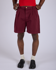 Pleated Trouser Shorts in Red Wine on Jerrod