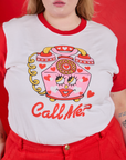 Vintage Tee in Call Me front close up on Juliet