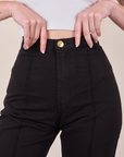 Western Pants in Basic Black front close up on Alex