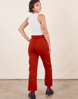 Work Pants in Paprika back view on Soraya wearing a Tank Top in vintage tee off-white