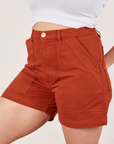 Angled front close up of Classic Work Shorts in Paprika on Tiara