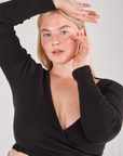 Lish is wearing Wrap Top in Basic Black