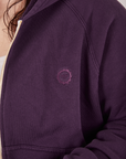 Cropped Zip Hoodie in Nebula Purple front close up.