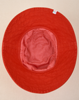 Wide Brim Denim Bucket Hats in Mustang Red bottom view