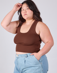 Cropped Tank Top in Fudgesicle Brown angled front view on Ashley