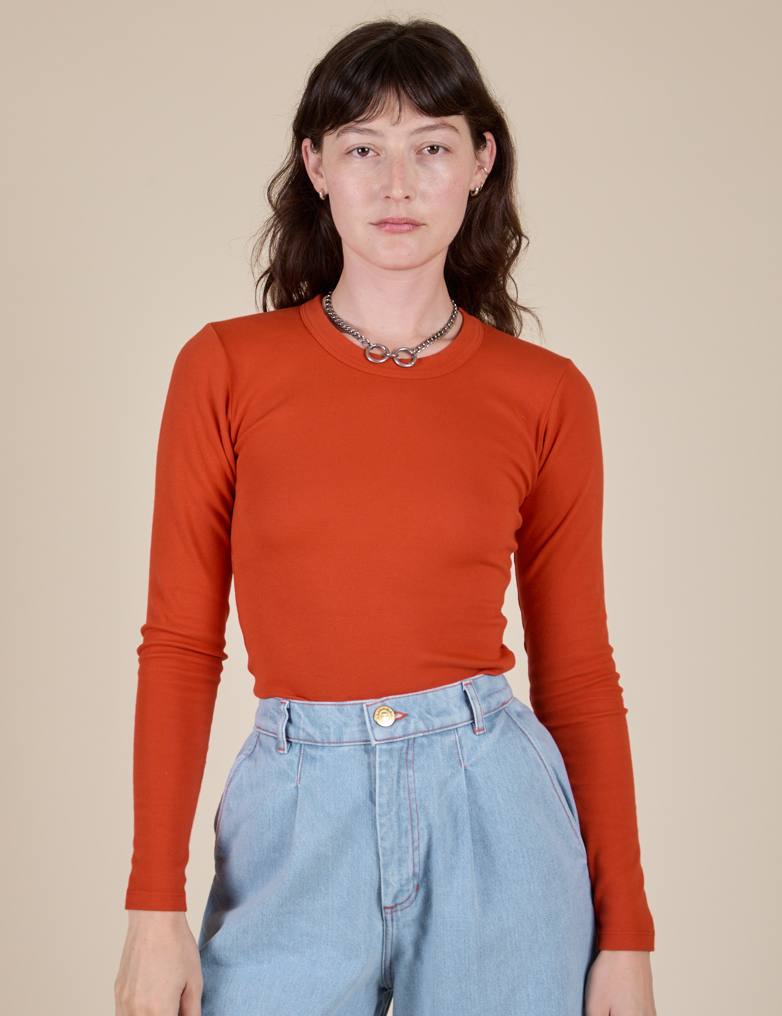 Long Sleeve Baby Tee - Chili Red