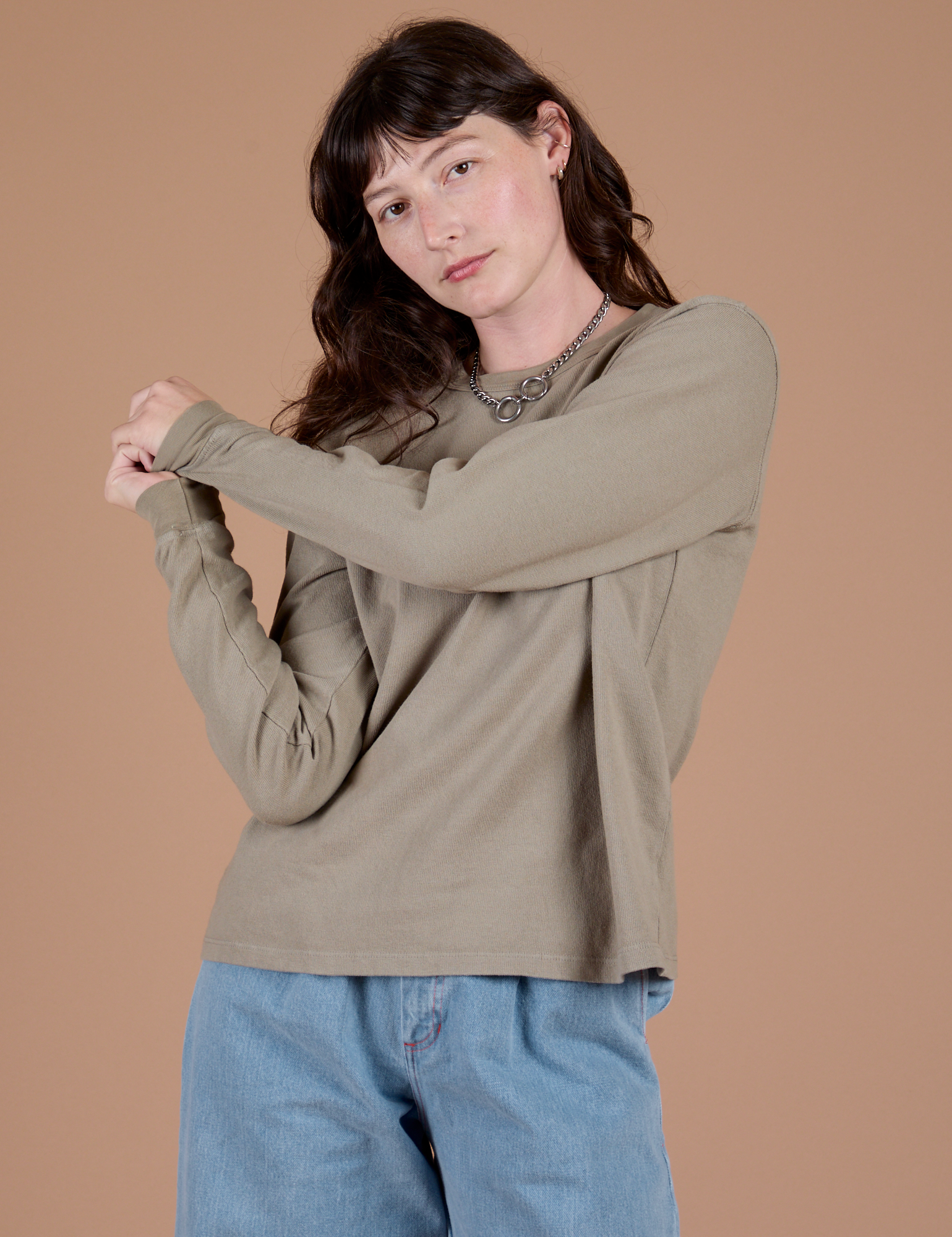 Long Sleeve Burly Tee - Khaki Grey
