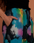 Close up of Anthony's hand in the pocket of Tie Dyed Wide Leg Sweat Pants