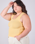 Tank Top in Butter Yellow side view on Ashley