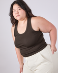 Tank Top in Espresso Brown angled front view on Ashley