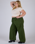 Pleated Pull-On Pants - Evergreen
