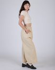 Pleated Pull-On Pants - Vintage Off-White