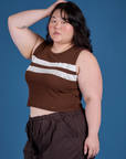 Painted Muscle Tee in Fudgesicle Brown angled front view on Ashley