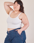 Cropped Cami in Vintage Tee Off-White angled front view on Ashley