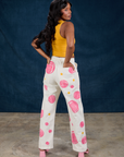 Back view of Paintstamped Work Pants in Bubblegum on Kandia