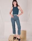 Railroad Carpenter Jeans in Baby Blue and marine blue Muscle Tee worn by Alex