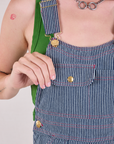 Carpenter Overalls in Railroad front close up on Alex