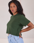 Cropped Burly Tee in Swamp Green side view on Kandia